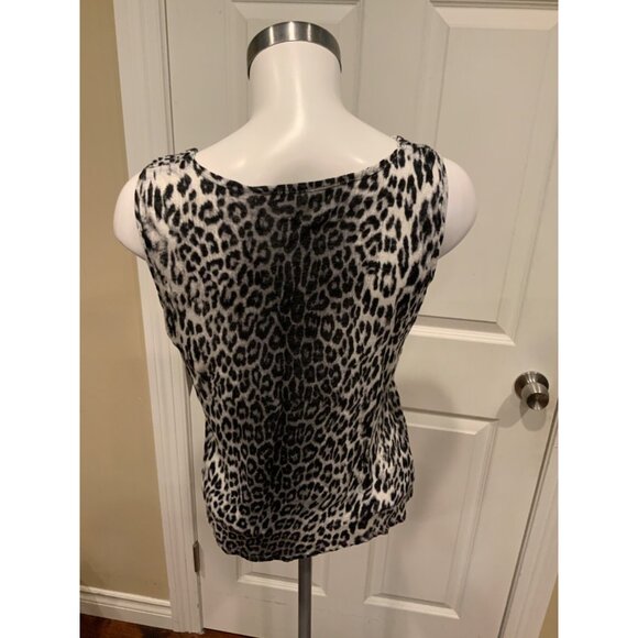 Elie Tahari Black & Gray Leopard Print Tank Top, Size Small - Picture 4 of 5